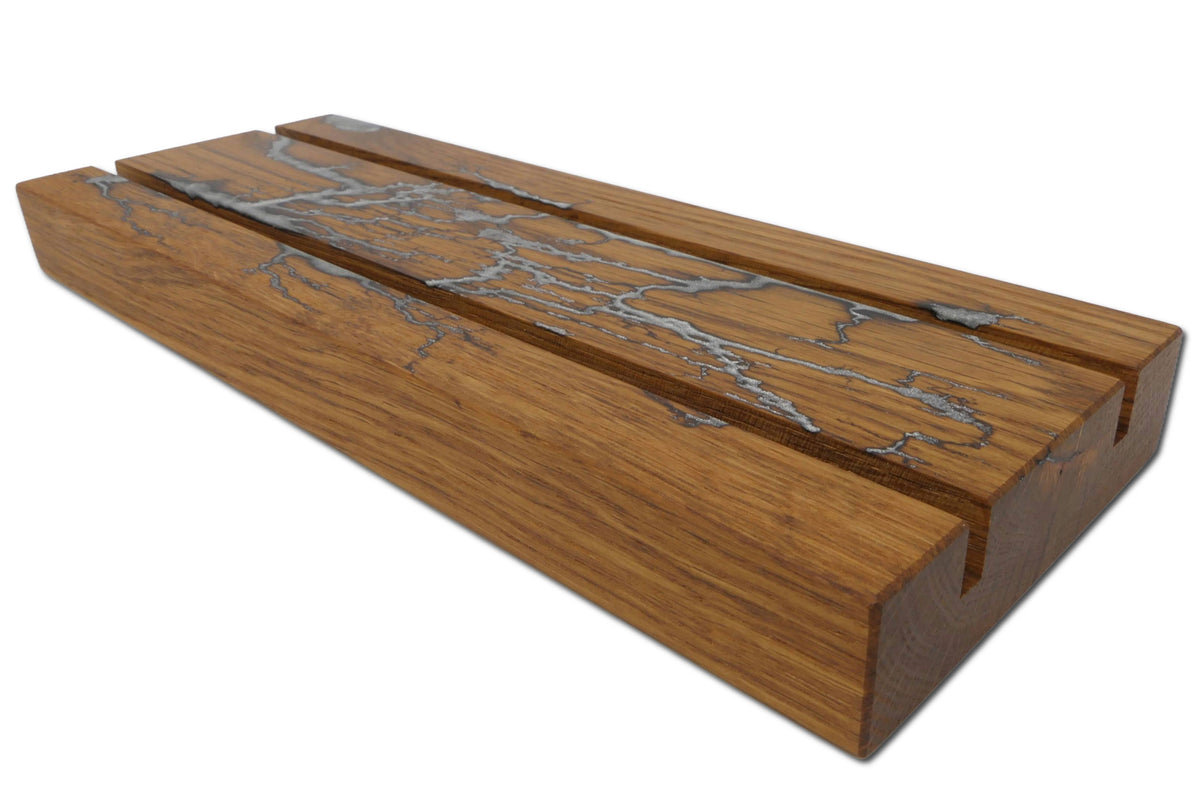 Visitenkartenhalter aus Roteiche 27 cm - Platin Silber
