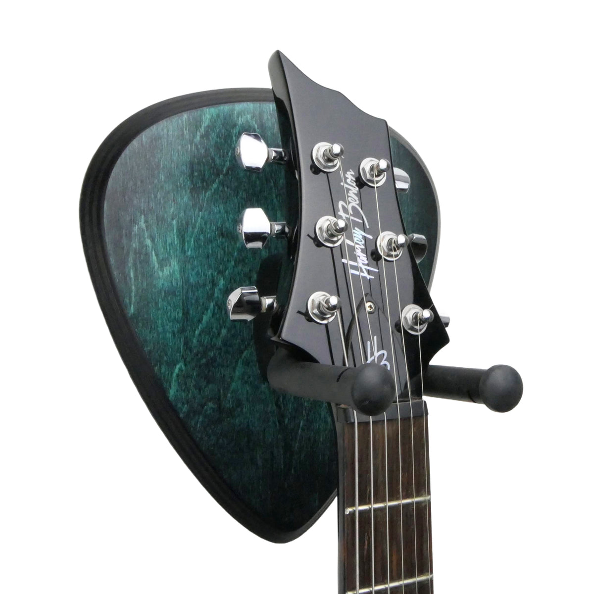 Gitarrenhalter aus Holz Türkis Schwarz – DARK EDGE FOUR