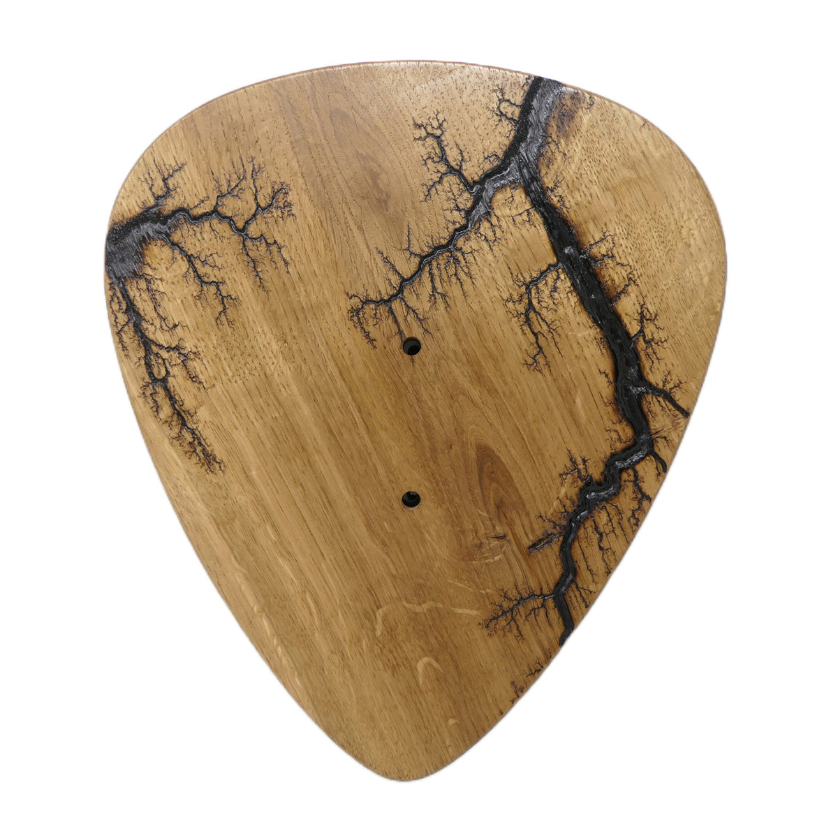 Gitarrenhalter aus Eiche mit Lichtenberg Gravur – DARK LINES FIVE Kork