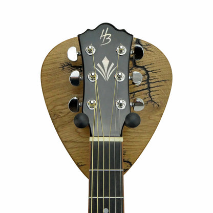 Gitarrenhalter aus Eiche mit Lichtenberg Gravur – DARK LINES FIVE Schwarz