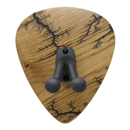 Gitarrenhalter aus Eiche mit Lichtenberg Gravur – DARK LINES FIVE Schwarz