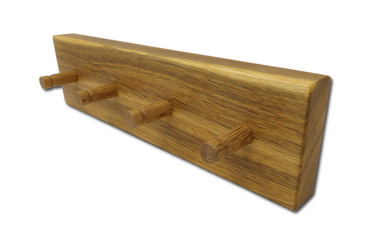 Schlüsselboard aus heller Räuchereiche 30 cm mit vier Eichenhaken