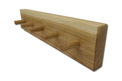 Schlüsselboard aus massiver Eiche 35 cm mit fünf Eichenhaken