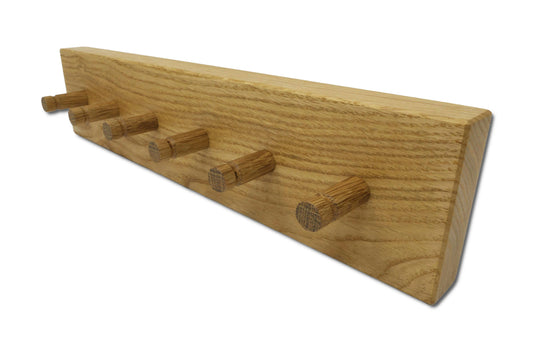Schlüsselboard aus massiver Eiche 35 cm mit sechs Eichenhaken