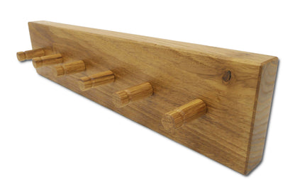 Schlüsselboard aus massiver Eiche 35 cm mit sechs Eichenhaken