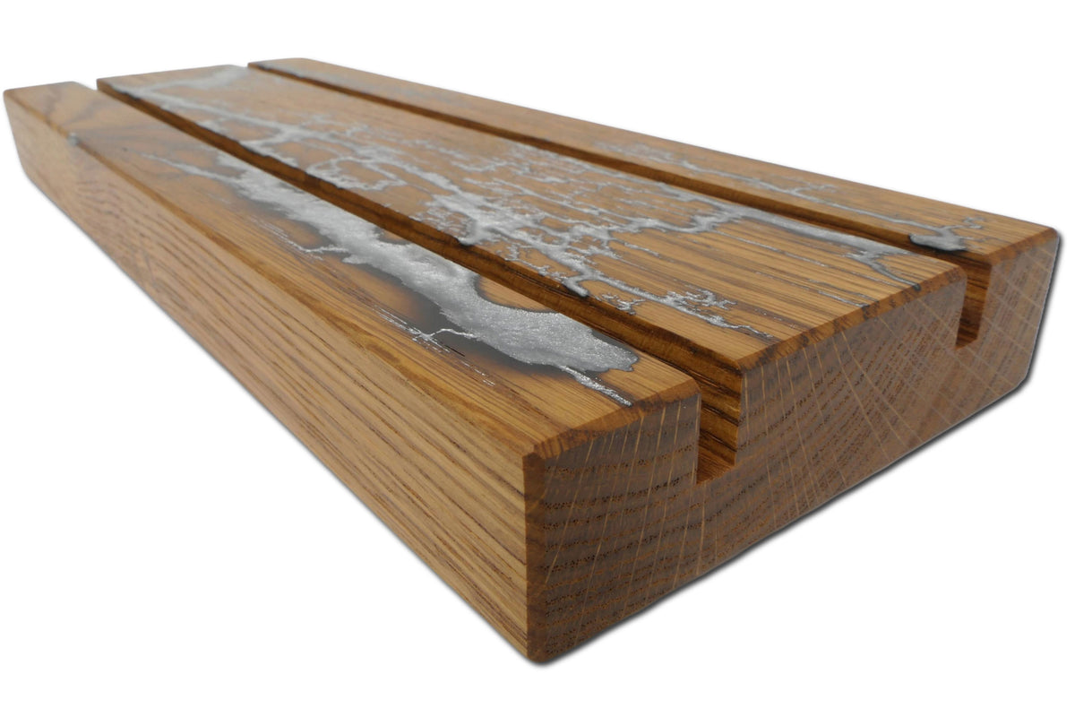 Visitenkartenhalter aus Roteiche 27 cm - Platin Silber